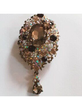 Rhinestone Aurora Borealis  Brooch Fruit Salad Vintage Elegant Statement